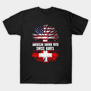 American Grown with Swiss Roots USA Flag T-Shirt